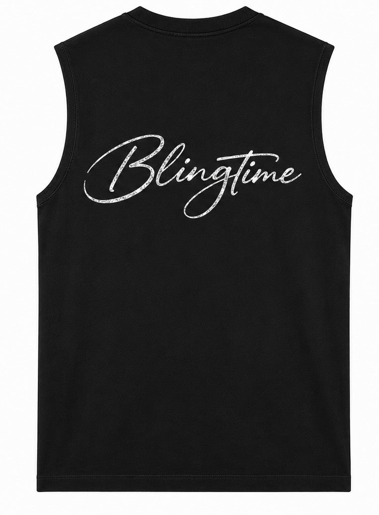 sleeveless bling time check star shirt