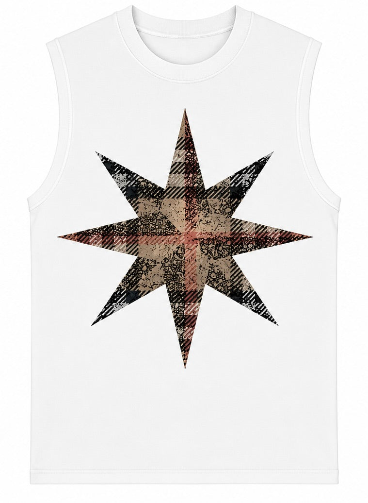 sleeveless check star shirt