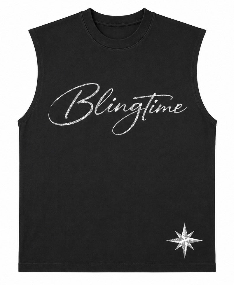 sleeveless bling time shirt